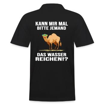 Wüste Wüstenurlaub Kamel "das Wasser reichen" - Männer Poloshirt - Schwarz - Hinten - Kai (181cm)