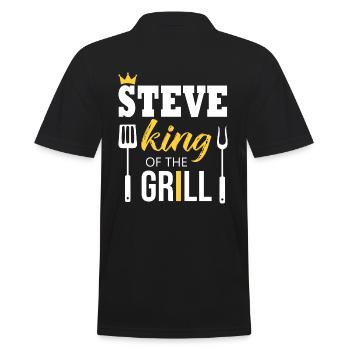 Steve, der König des Grills - Männer Poloshirt - Schwarz - Hinten - Kai (181cm)