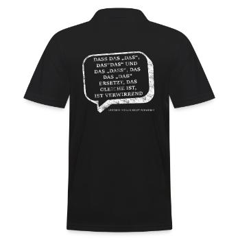 Spruch deutsche Grammatik das dass used look - Männer Poloshirt - Schwarz - Hinten - Kai (181cm)