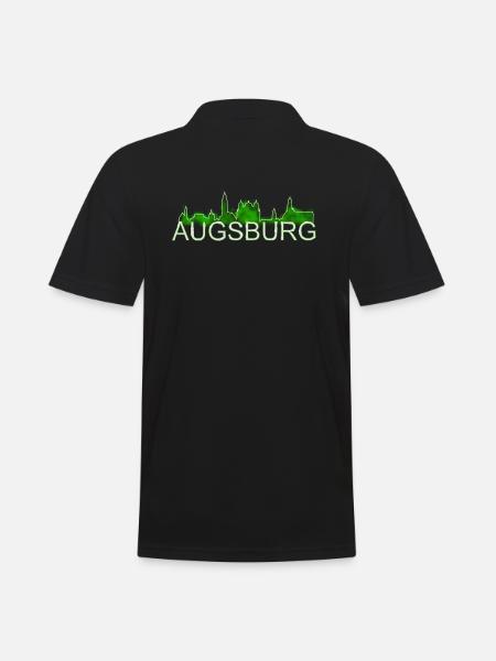 Augsburg - Skyline - Männer Poloshirt - Schwarz