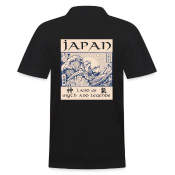 Japan Geschichte Dämon Tsunami - Männer Poloshirt - Schwarz - Hinten - Kai (181cm)
