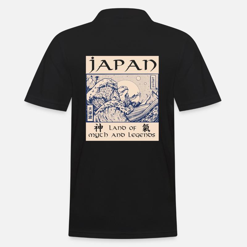 Japan Geschichte Dämon Tsunami - Männer Poloshirt - Schwarz