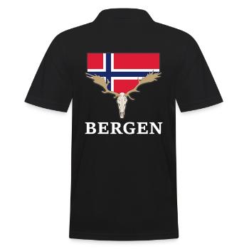 Norwegen Elche Flagge Expedition Bergen Urlaub - Männer Poloshirt - Schwarz - Hinten - Kai (181cm)