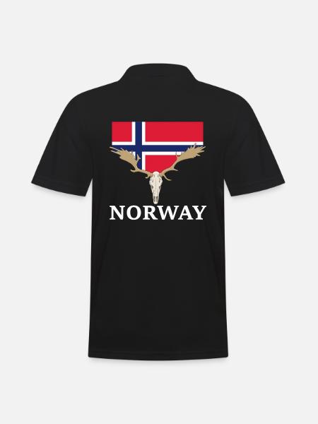 Norwegen Elche Flagge Expedition Oslo Urlaub - Männer Poloshirt - Schwarz