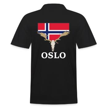 Norwegen Elche Flagge Expedition Oslo Urlaub - Männer Poloshirt - Schwarz - Hinten - Kai (181cm)