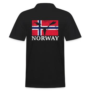 Norwegen Elch Flagge Expedition Oslo Urlaub - Männer Poloshirt - Schwarz - Hinten - Kai (181cm)
