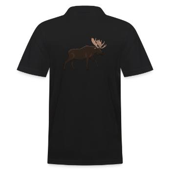 Norwegen Elch Natur wandern Expedition Oslo Urlaub - Männer Poloshirt - Schwarz - Hinten - Kai (181cm)