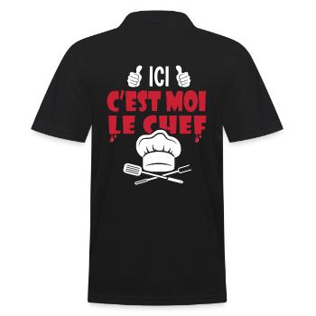 ici c est moi le chef cadeau papa cuisinier - Polo Homme - noir - Dos - Kai (181cm)