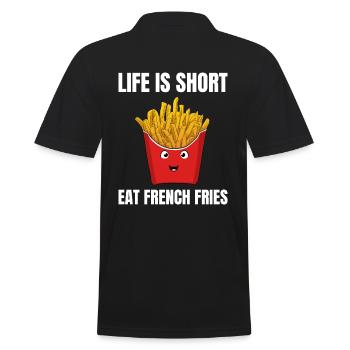 La vie est courte Manger Français frites Pommes Frites - Polo Homme - noir - Dos - Kai (181cm)