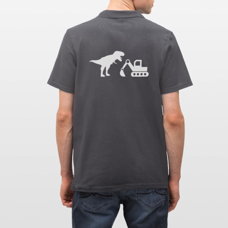 Excavator T-Rex construction site construction dinosaur construction workers Men's Polo Shirt