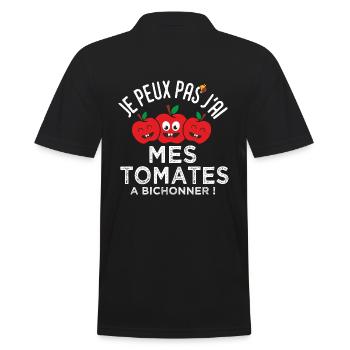 jardin jardinier je peux pas j ai tomates cadeau - Polo Homme - noir - Dos - Kai (181cm)