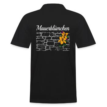 Mauerblümchen; Mauerblume - Männer Poloshirt - Schwarz - Hinten - Kai (181cm)