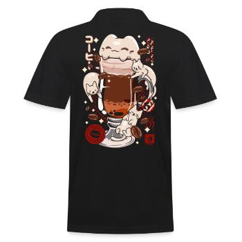 Japan Catpuccino Kaffee Katze - Kaffee - Männer Poloshirt - Schwarz - Hinten - Kai (181cm)