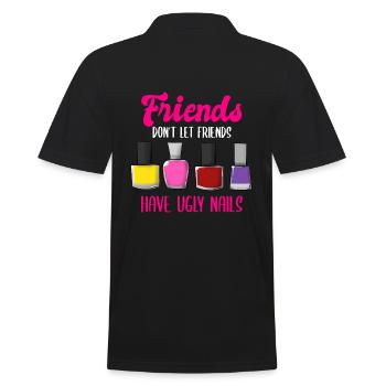 Friends Don't Let Friends Have Ugly Nails - Männer Poloshirt - Schwarz - Hinten - Kai (181cm)
