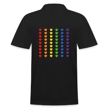 Rainbow Flag Hearts - Men's Polo Shirt - black - Back - Kai (181cm)
