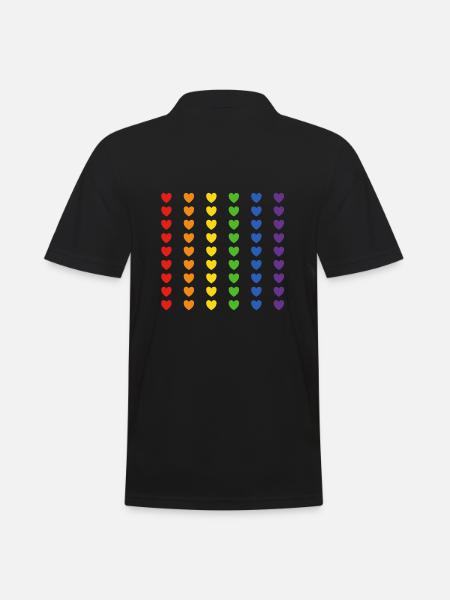 Rainbow Flag Hearts - Men's Polo Shirt - black