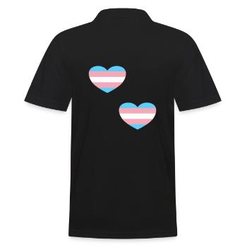 Trans Flagge Herzen - Männer Poloshirt - Schwarz - Hinten - Kai (181cm)
