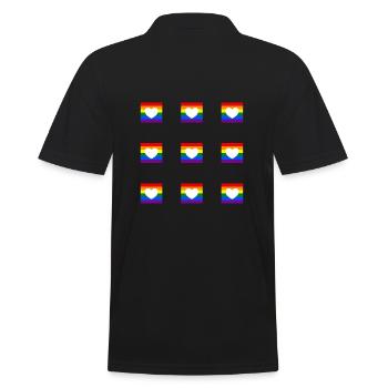 LGBTQ-Regenbogenherz - Männer Poloshirt - Schwarz - Hinten - Kai (181cm)
