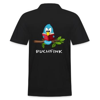 buchfink bibliothek buch lesen fibel ebook reader - Männer Poloshirt - Schwarz - Hinten - Kai (181cm)