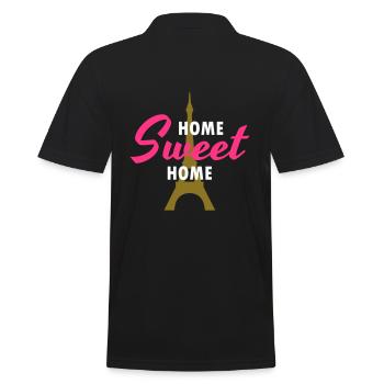 Home sweet home (Eiffelturm im Hintergrund) - Männer Poloshirt - Schwarz - Hinten - Kai (181cm)