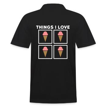Things I love (icecream) - Männer Poloshirt - Schwarz - Hinten - Kai (181cm)