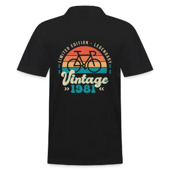 1981 Anniversary cycling bike Born in 1981 - Men's Polo Shirt - black - Back - Kai (181cm)