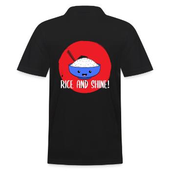 Rice And Shine Reisbauer - Männer Poloshirt - Schwarz - Hinten - Kai (181cm)
