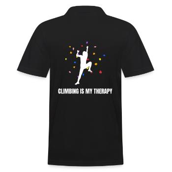 Climbing Is My Therapy Klettern Bouldern - Männer Poloshirt - Schwarz - Hinten - Kai (181cm)