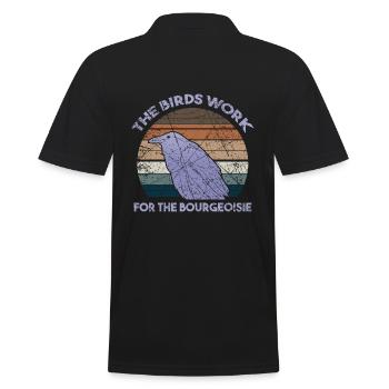 The Birds Work For The Bourgeoisie Government - Men's Polo Shirt - black - Back - Kai (181cm)