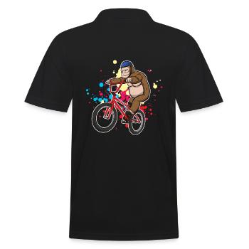 Gorilla BMX Biker Fahrradfahrer - Männer Poloshirt - Schwarz - Hinten - Kai (181cm)