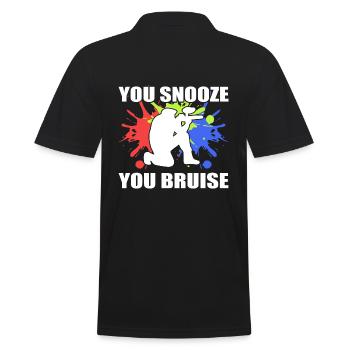 You Snooze You Bruise Paintballspieler - Männer Poloshirt - Schwarz - Hinten - Kai (181cm)