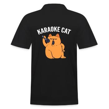 Karaoke Cat Katze Karaoke -Sänger - Männer Poloshirt - Schwarz - Hinten - Kai (181cm)