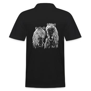 Pferd - Männer Poloshirt - Schwarz - Hinten - Kai (181cm)