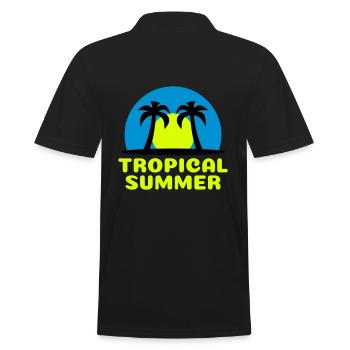 Tropical summer (Sonne, Himmelsgewölbe, Palmen) - Männer Poloshirt - Schwarz - Hinten - Kai (181cm)