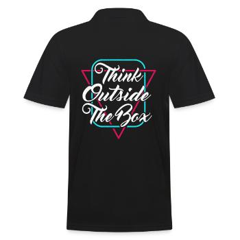 Think outside the box - Kreativität - Männer Poloshirt - Schwarz - Hinten - Kai (181cm)