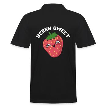 Berry Sweet Erdbeerpflücker - Männer Poloshirt - Schwarz - Hinten - Kai (181cm)