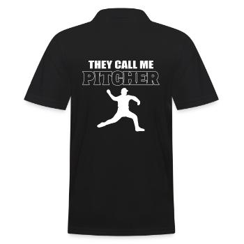 Baseballsport Baseballspieler - Männer Poloshirt - Schwarz - Hinten - Kai (181cm)