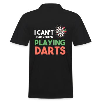 I Can't Hear You I'm Playing Darts - Männer Poloshirt - Schwarz - Hinten - Kai (181cm)