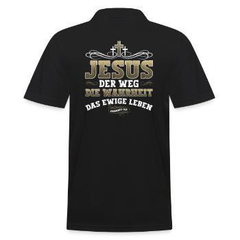 Jesus Christus Bibelvers Weg Wahrheit Leben Christ - Männer Poloshirt - Schwarz - Hinten - Kai (181cm)