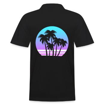 Vaporwave tropische Sonnenuntergangspalme Strand - Männer Poloshirt - Schwarz - Hinten - Kai (181cm)