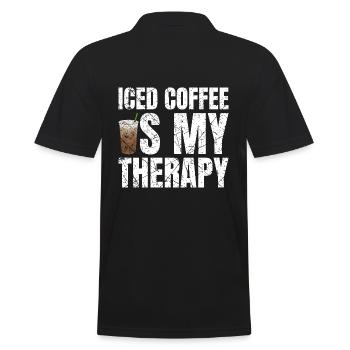 Iced Coffee Is My Therapy Eiskaffee - Männer Poloshirt - Schwarz - Hinten - Kai (181cm)