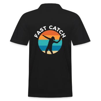 Fast Catch Bumerangwerfer - Männer Poloshirt - Schwarz - Hinten - Kai (181cm)