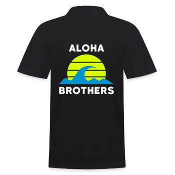 Aloha brothers (Sonne mit Linien, Wellen) - Männer Poloshirt - Schwarz - Hinten - Kai (181cm)