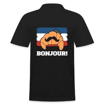 Croissant Bonjour Italienischer Bäcker - Männer Poloshirt - Schwarz - Hinten - Kai (181cm)