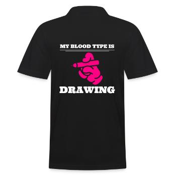 My Blood Type Is Drawing Zeichenkünstler - Männer Poloshirt - Schwarz - Hinten - Kai (181cm)