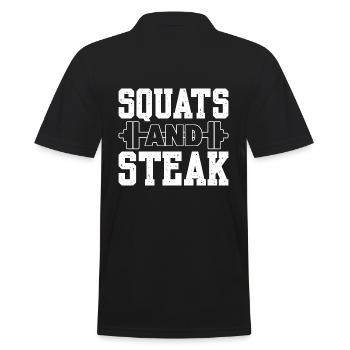 Lustiger Abnehm- und Steakliebhaber Fitnesstrainer - Männer Poloshirt - Schwarz - Hinten - Kai (181cm)