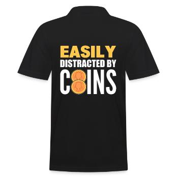 Easily Distracted By Coins Münzsammler - Männer Poloshirt - Schwarz - Hinten - Kai (181cm)