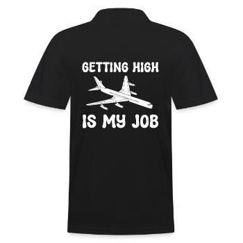 Getting High Is My Job Flugbegleiterin - Männer Poloshirt - Schwarz - Hinten - Kai (181cm)