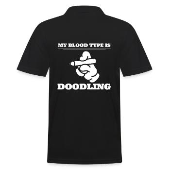 My Blood Type Is Doodling Doodle -Künstler - Männer Poloshirt - Schwarz - Hinten - Kai (181cm)