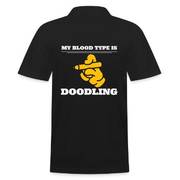 My Blood Type Is Doodling Doodle -Künstler - Männer Poloshirt - Schwarz - Hinten - Kai (181cm)